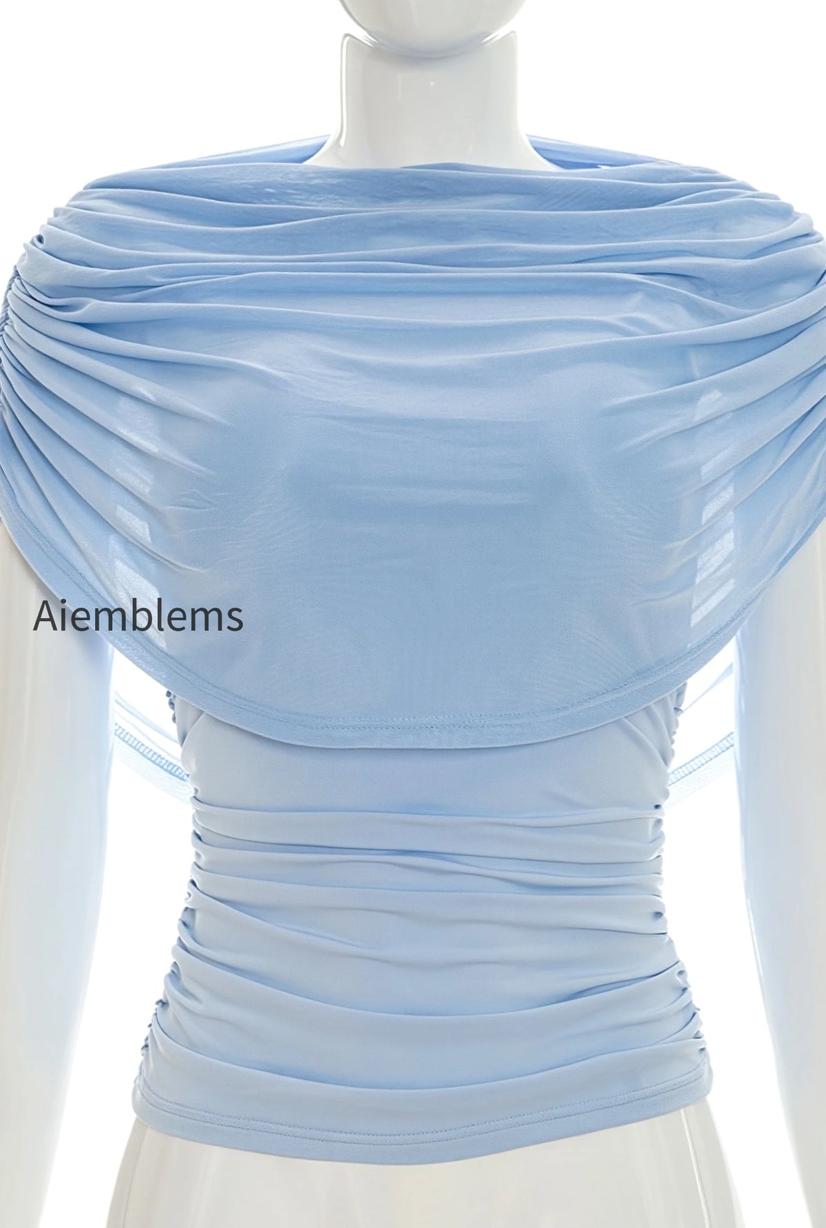solid-sheer-ruffle-scarf-neck-blouse