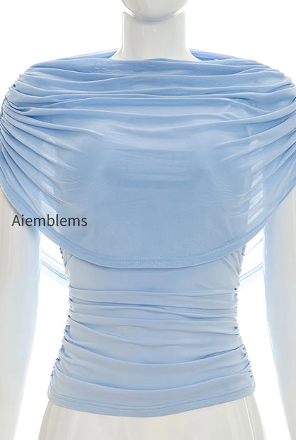 solid-sheer-ruffle-scarf-neck-blouse
