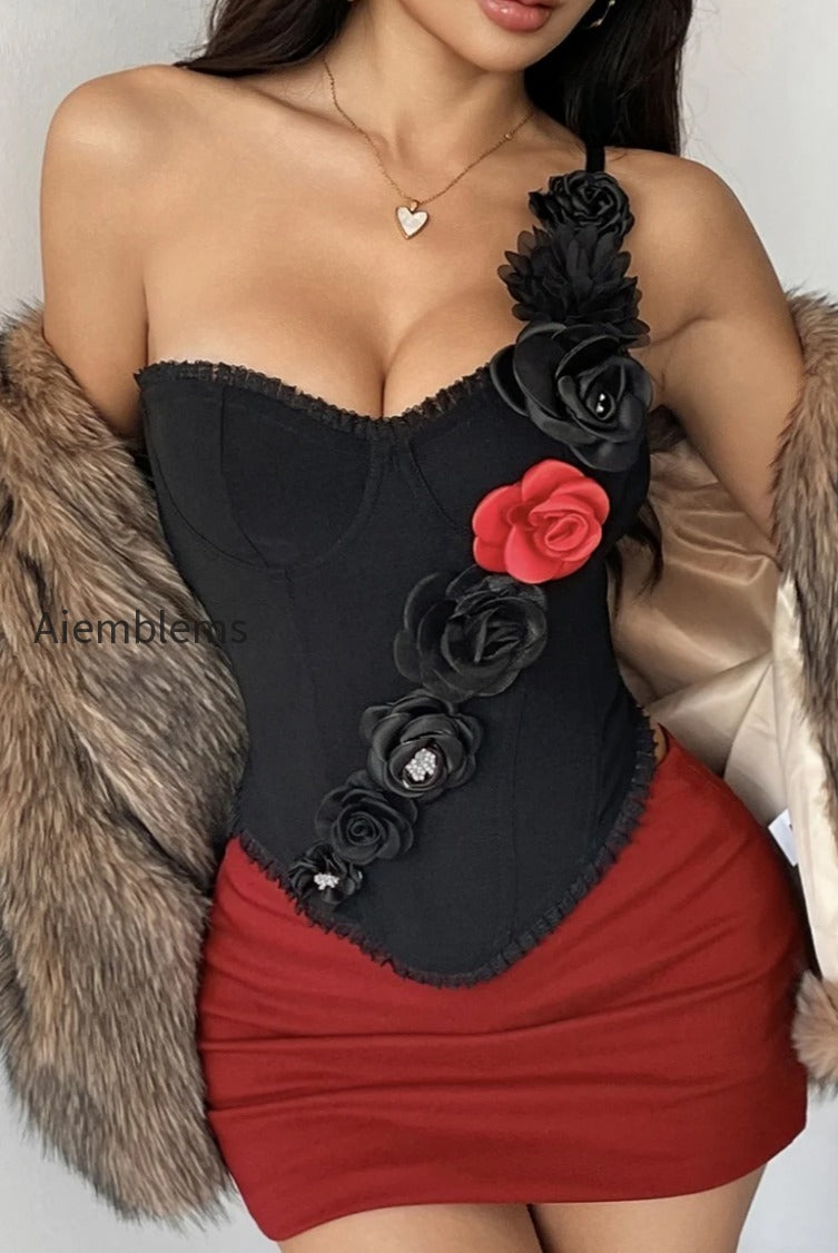 strapless-red-lace-floral-boned-cami-top