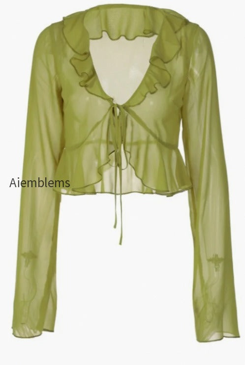 sheer-flowy-ruffle-v-cropped-blouse
