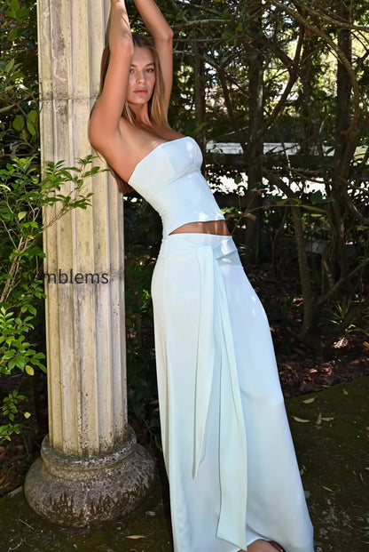 casual-solid-bandeau-mermaid-skirt-set