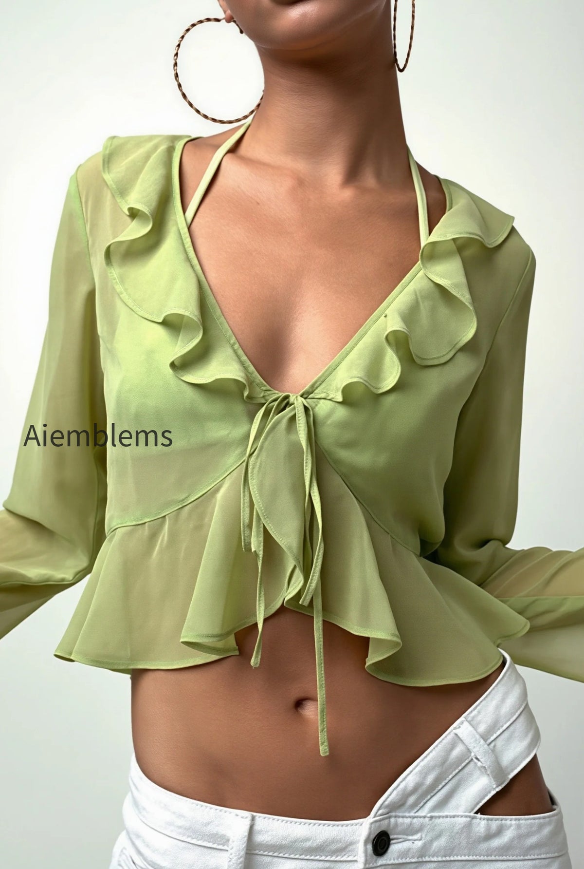 sheer-flowy-ruffle-v-cropped-blouse