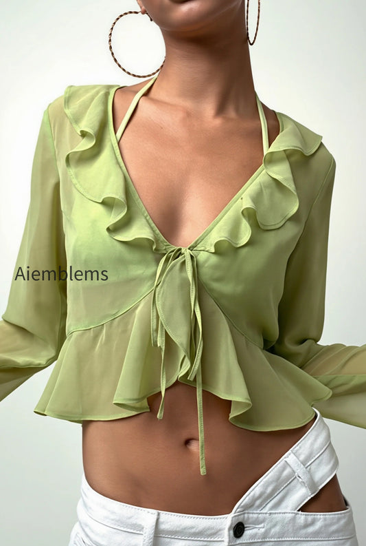sheer-flowy-ruffle-v-cropped-blouse