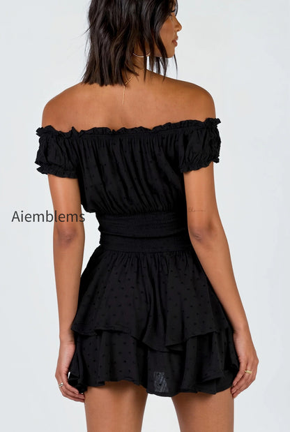 embroidered-off-shoulder-wrap-mini-dress
