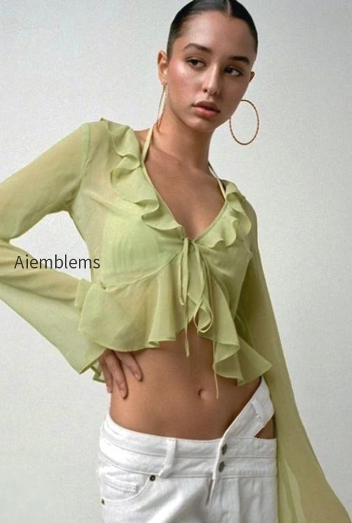 sheer-flowy-ruffle-v-cropped-blouse