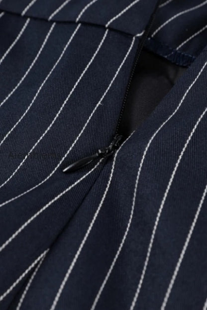 v-neck-striped-fitted-blazer-skirt-two-piece-set