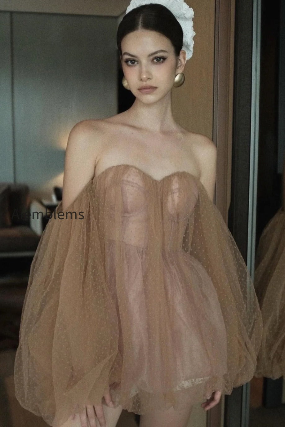 sweet-sexy-bandeau-puff-sleeve-mini-dress