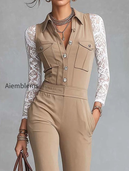 retro-stretch-knit-faux-two-piece-pocket-detail-utility-khaki-jumpsuit