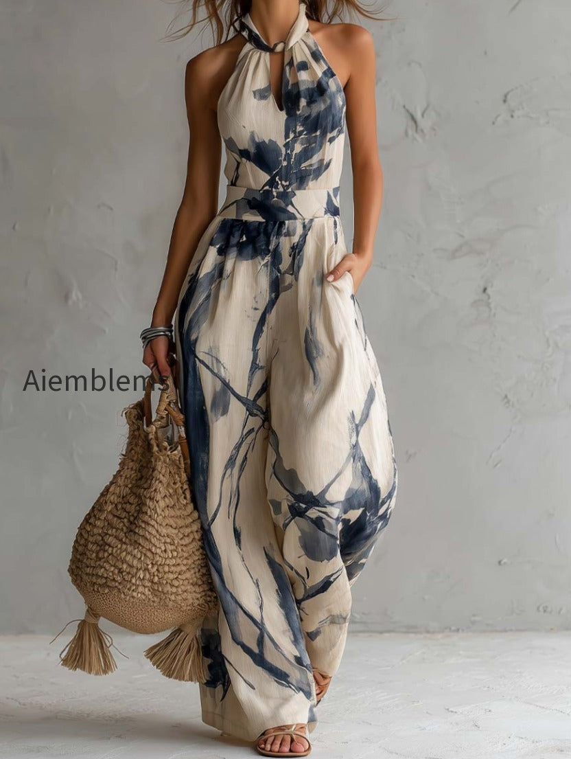 halter-neck-ink-wash-print-wide-leg-jumpsuit-with-pockets