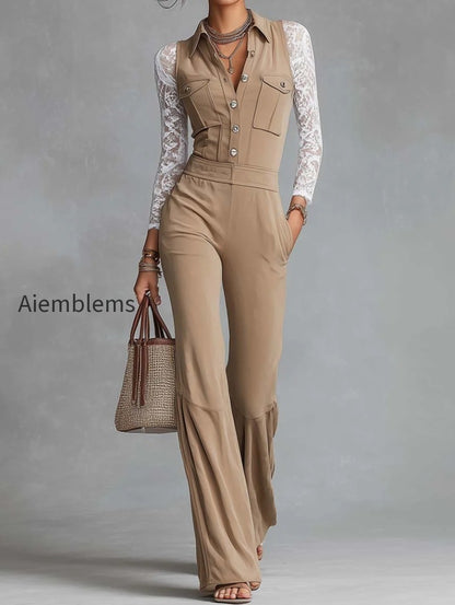 retro-stretch-knit-faux-two-piece-pocket-detail-utility-khaki-jumpsuit
